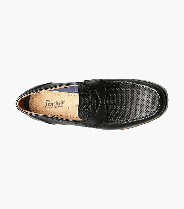 Men Atlantic Moc Toe Penny Loafer Black Florsheim Casual Shoes