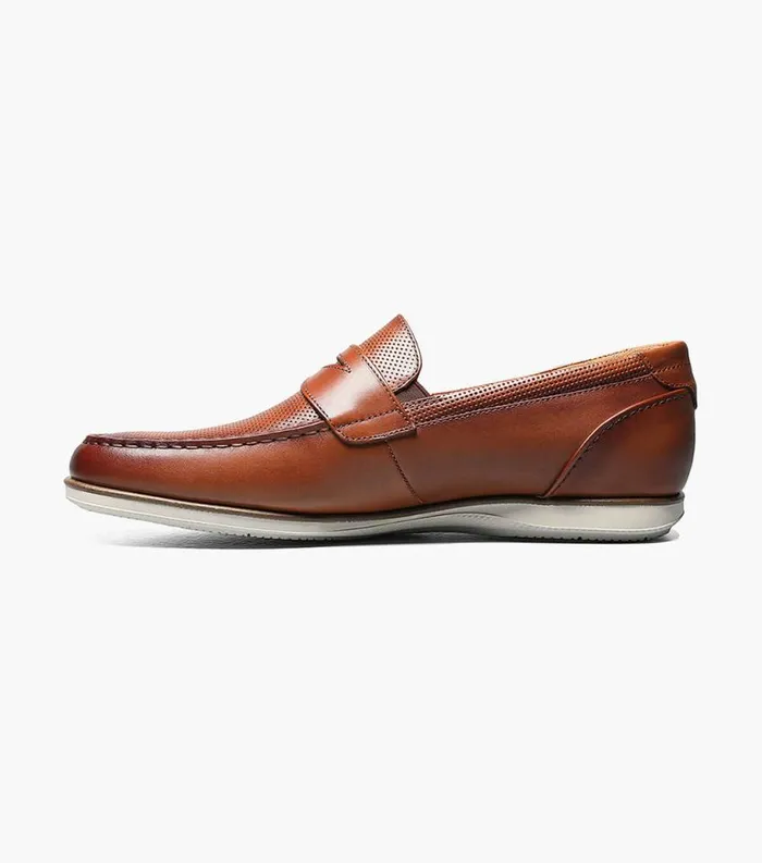 Men Atlantic Moc Toe Penny Loafer Cognac Florsheim Casual Shoes