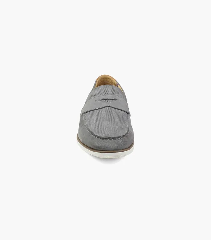 Men Atlantic Moc Toe Penny Loafer Gray Florsheim Casual Shoes