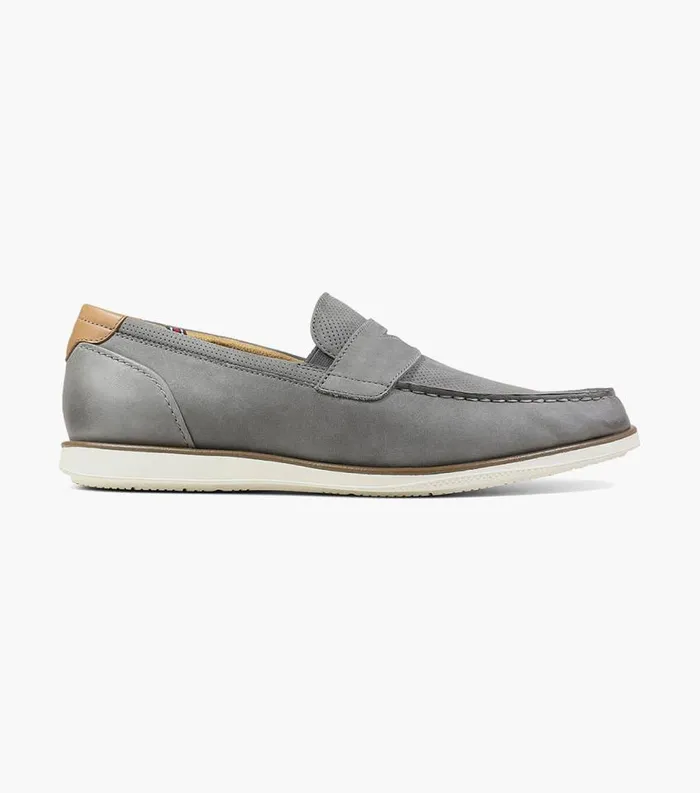 Men Atlantic Moc Toe Penny Loafer Gray Florsheim Casual Shoes