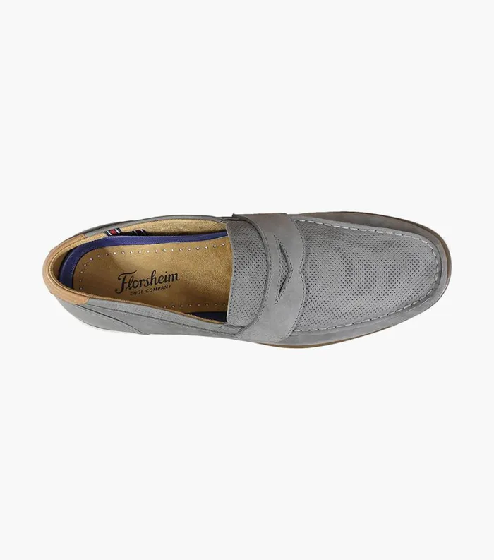 Men Atlantic Moc Toe Penny Loafer Gray Florsheim Casual Shoes