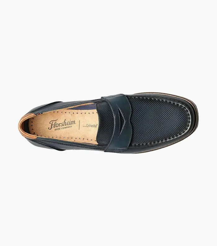 Men Atlantic Moc Toe Penny Loafer Navy Florsheim Casual Shoes