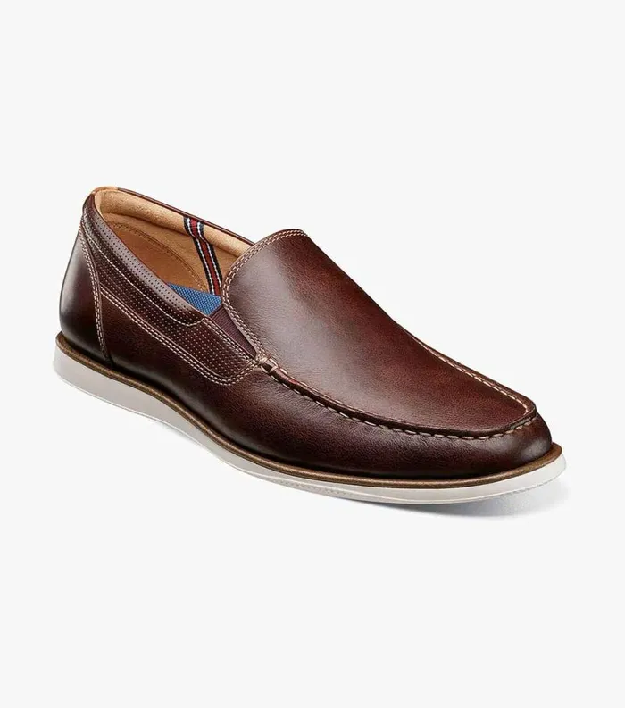 Men Atlantic Moc Toe Venetian Slip On Chocolate Florsheim Casual Shoes