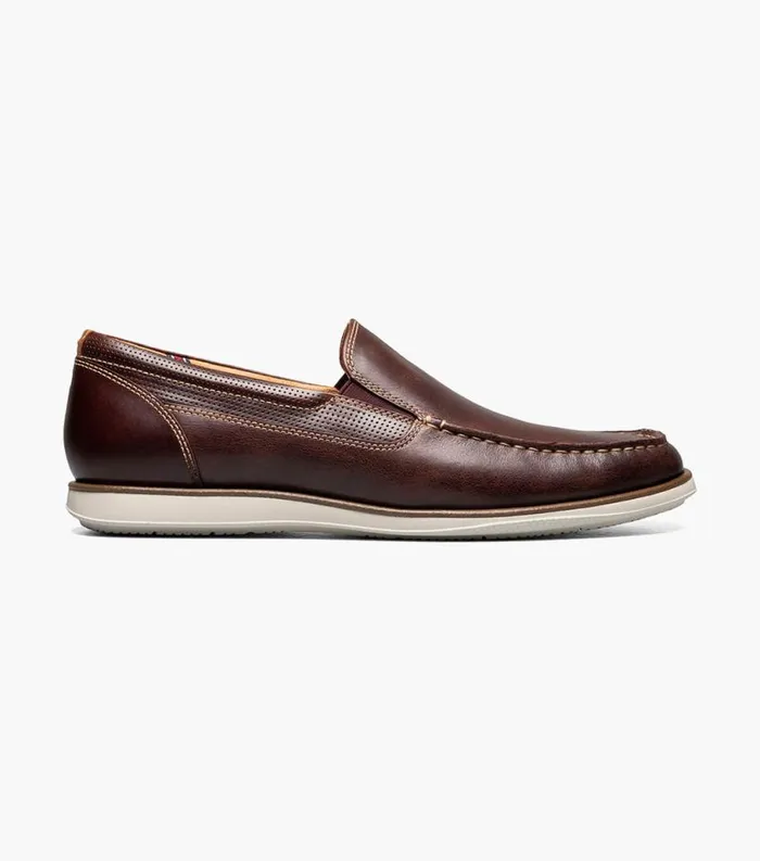 Men Atlantic Moc Toe Venetian Slip On Chocolate Florsheim Casual Shoes