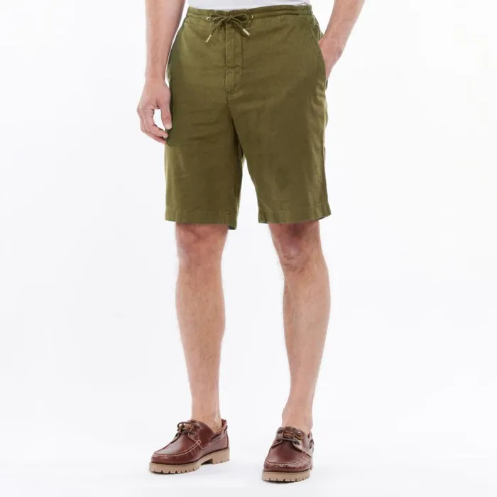 Men Barbour Linen Mix Shorts Navy Orvis Shorts