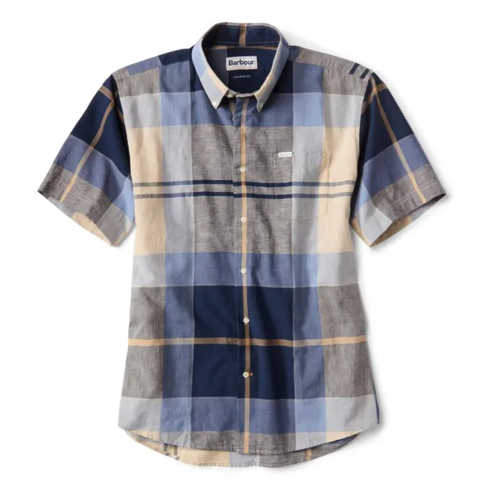 Men Barbourreg Douglas ShortSleeved Regular Fit Shirt River Blue Orvis Shirts