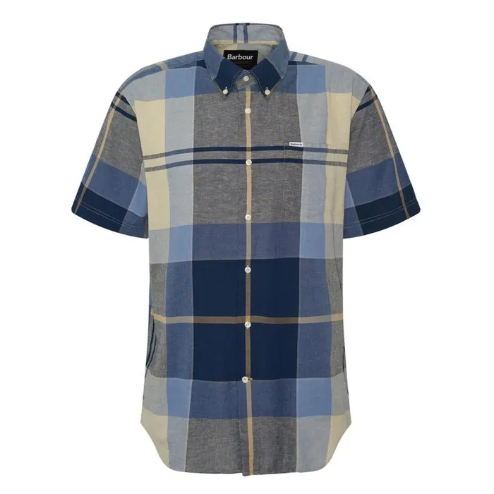 Men Barbourreg Douglas ShortSleeved Regular Fit Shirt River Blue Orvis Shirts