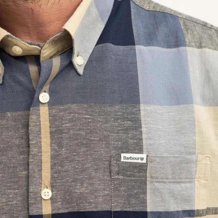Men Barbourreg Douglas ShortSleeved Regular Fit Shirt River Blue Orvis Shirts