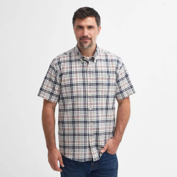 Men Barbourreg Drafthill ShortSleeved Regular Fit Shirt Navy Orvis Shirts