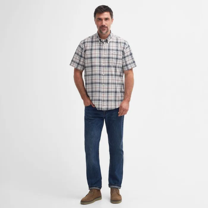 Men Barbourreg Drafthill ShortSleeved Regular Fit Shirt Navy Orvis Shirts