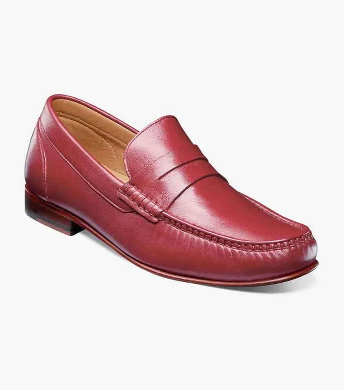 Men Beaufort Moc Toe Penny Loafer Red Florsheim Dress Shoes