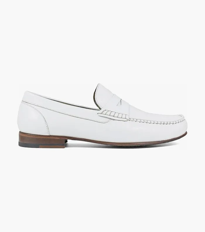 Men Beaufort Moc Toe Penny Loafer White Florsheim Dress Shoes