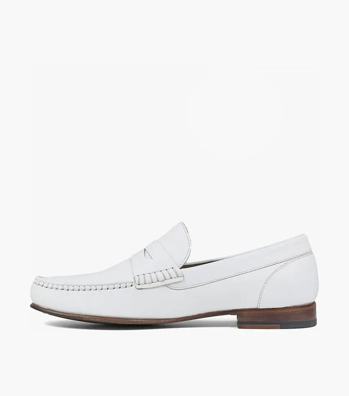 Men Beaufort Moc Toe Penny Loafer White Florsheim Dress Shoes