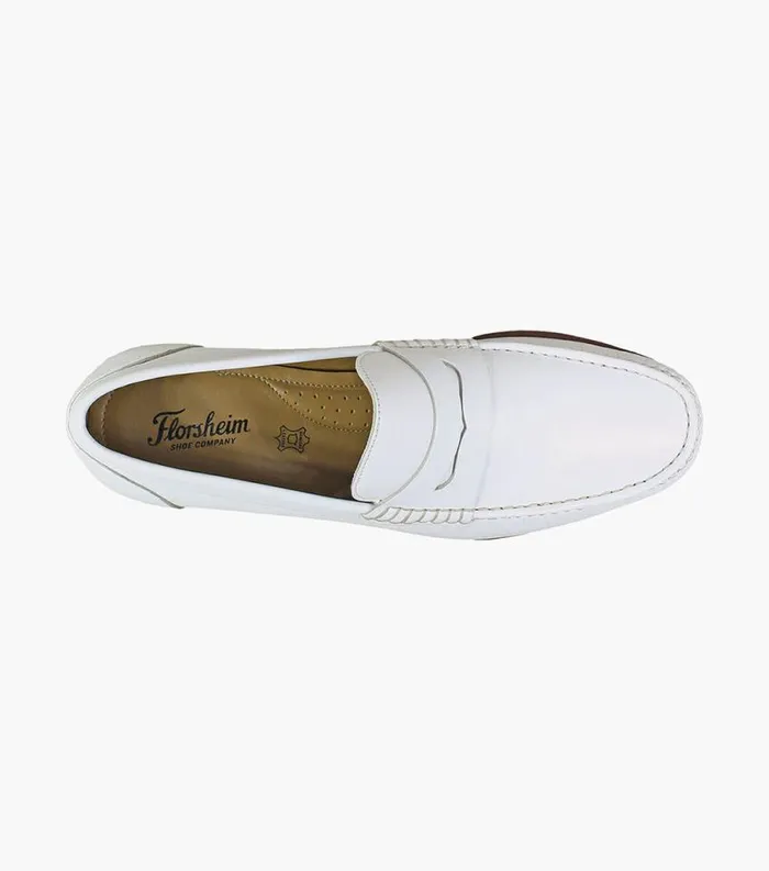 Men Beaufort Moc Toe Penny Loafer White Florsheim Dress Shoes