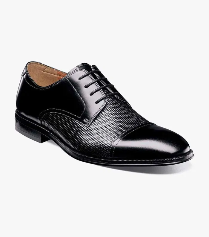 Men Belfast Cap Toe Oxford Black Florsheim Dress Shoes