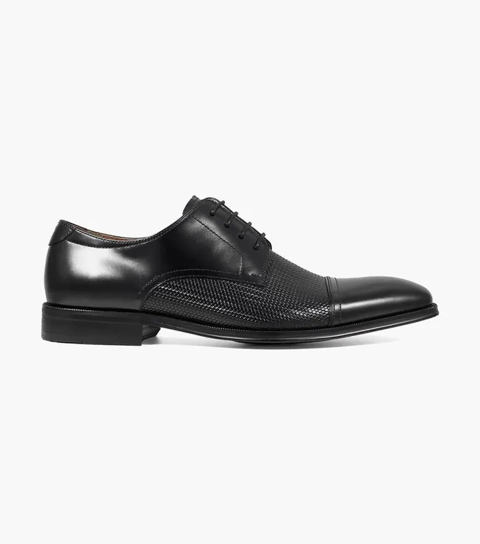 Men Belfast Cap Toe Oxford Black Florsheim Dress Shoes