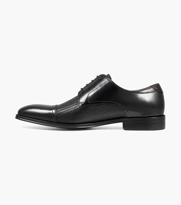 Men Belfast Cap Toe Oxford Black Florsheim Dress Shoes