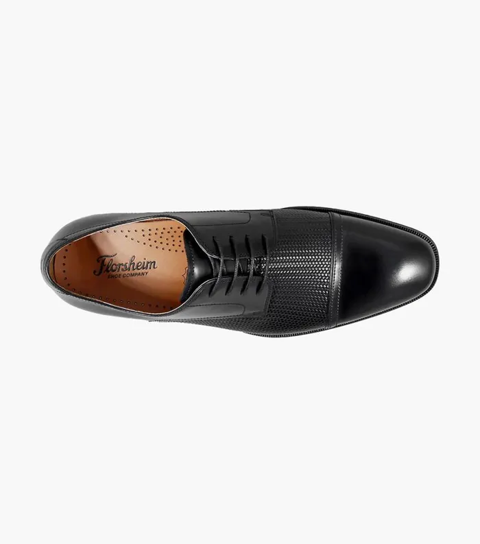 Men Belfast Cap Toe Oxford Black Florsheim Dress Shoes