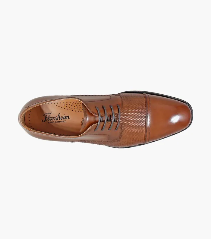 Men Belfast Cap Toe Oxford Cognac Florsheim Dress Shoes