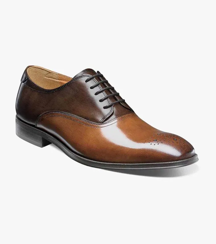 Men Belfast Medallion Toe Oxford Cognac Multi Florsheim Dress Shoes