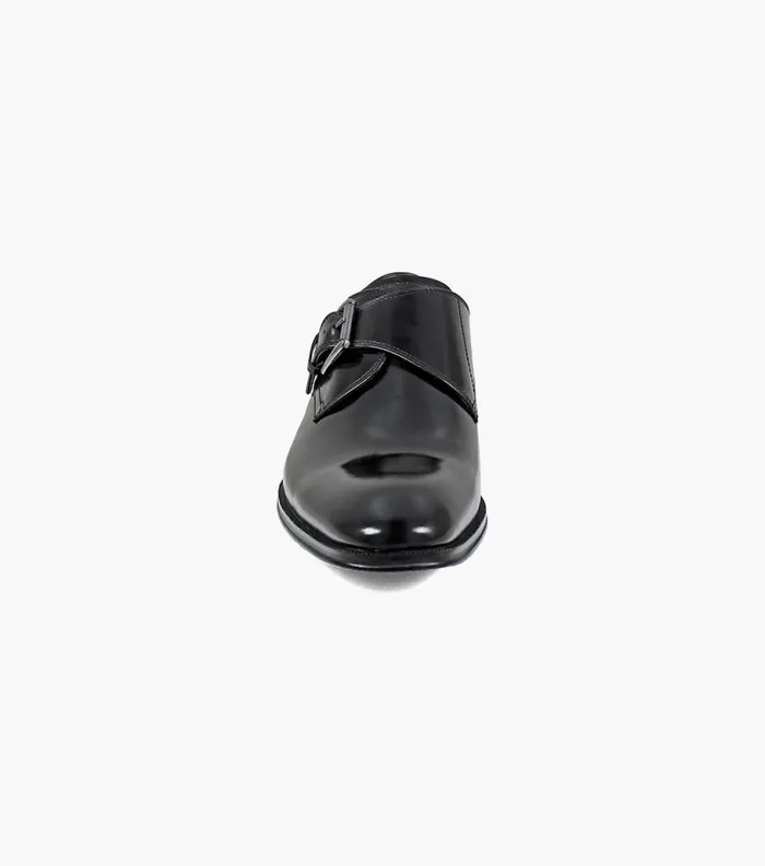 Men Belfast Plain Toe Monk Strap Black Florsheim Dress Shoes