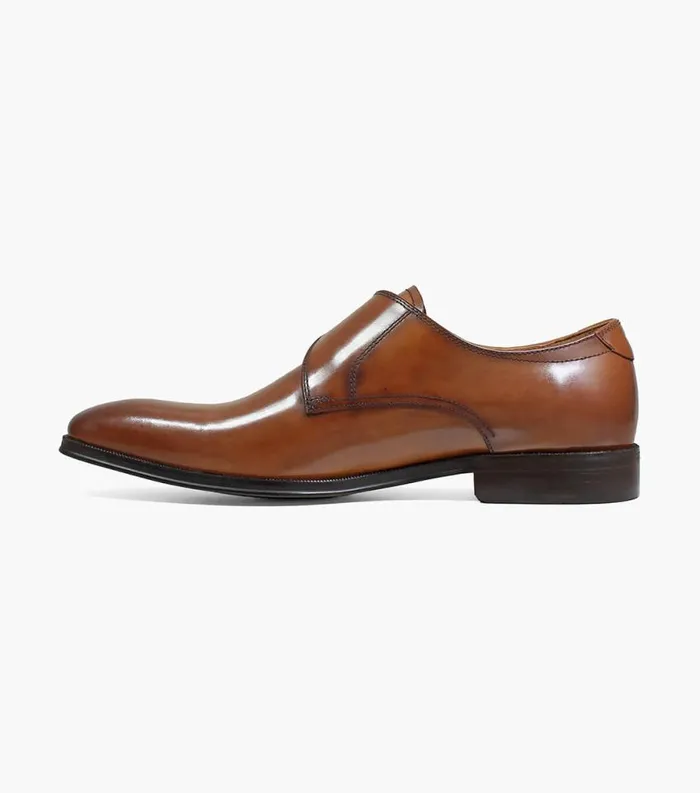 Men Belfast Plain Toe Monk Strap Cognac Florsheim Dress Shoes