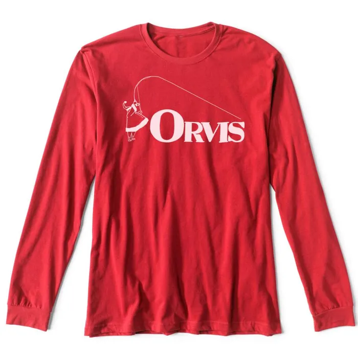 Men Bent Rod Santa LongSleeved Tee Red Orvis Shirts