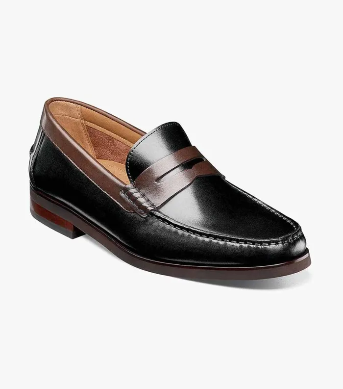 Men Berkley Flex Moc Toe Penny Loafer Black Brown Florsheim Dress Shoes