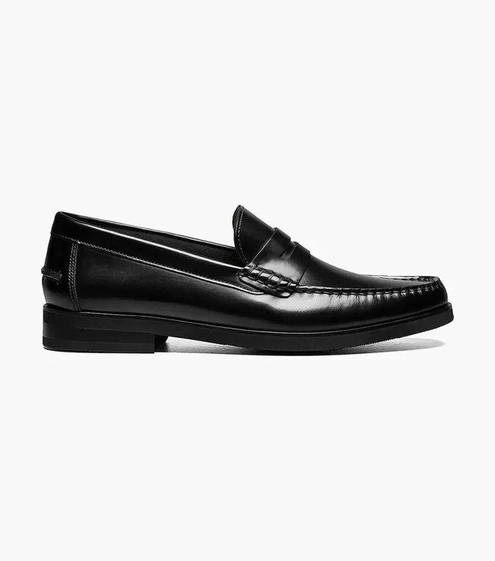 Men Berkley Flex Moc Toe Penny Loafer Black Smooth Florsheim Dress Shoes