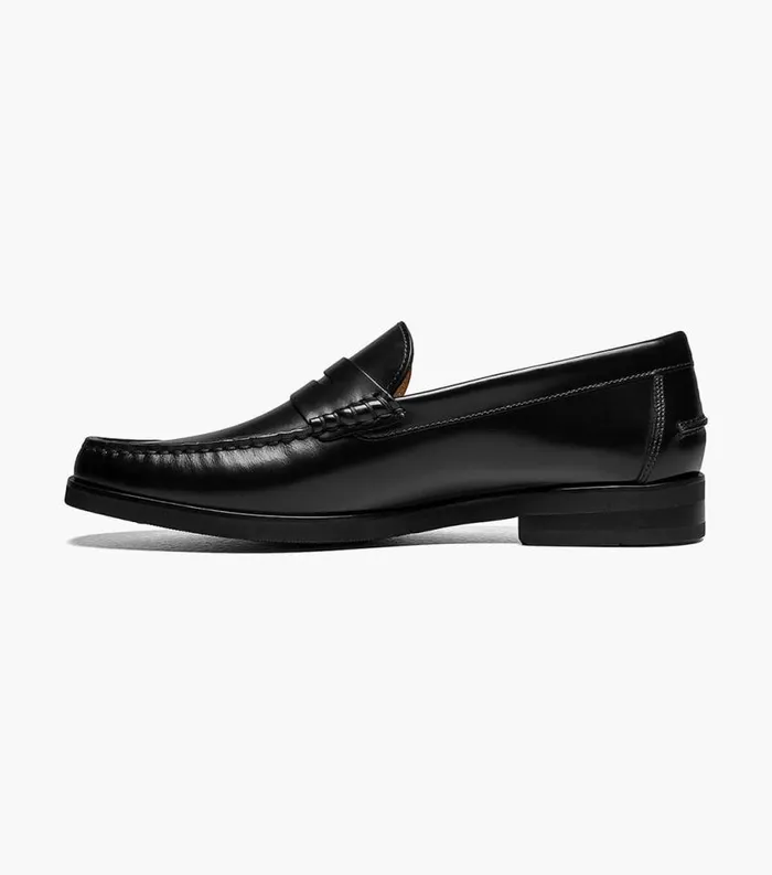 Men Berkley Flex Moc Toe Penny Loafer Black Smooth Florsheim Dress Shoes