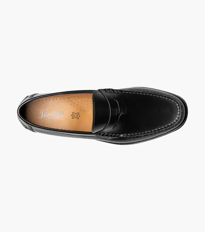 Men Berkley Flex Moc Toe Penny Loafer Black Smooth Florsheim Dress Shoes