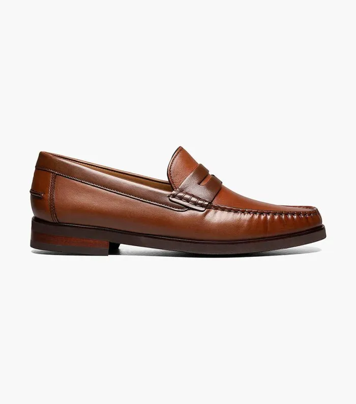 Men Berkley Flex Moc Toe Penny Loafer Cognac Multi Florsheim Dress Shoes