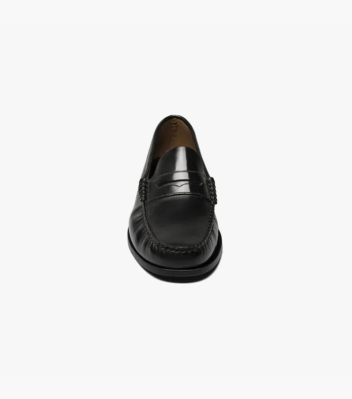 Men Berkley Moc Toe Penny Loafer Black Florsheim Dress Shoes