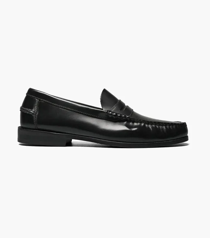 Men Berkley Moc Toe Penny Loafer Black Florsheim Dress Shoes