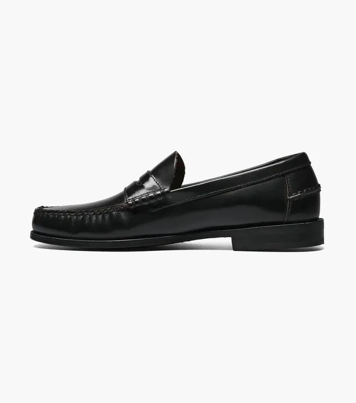 Men Berkley Moc Toe Penny Loafer Black Florsheim Dress Shoes