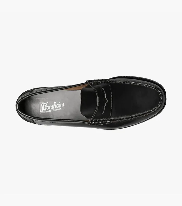 Men Berkley Moc Toe Penny Loafer Black Florsheim Dress Shoes