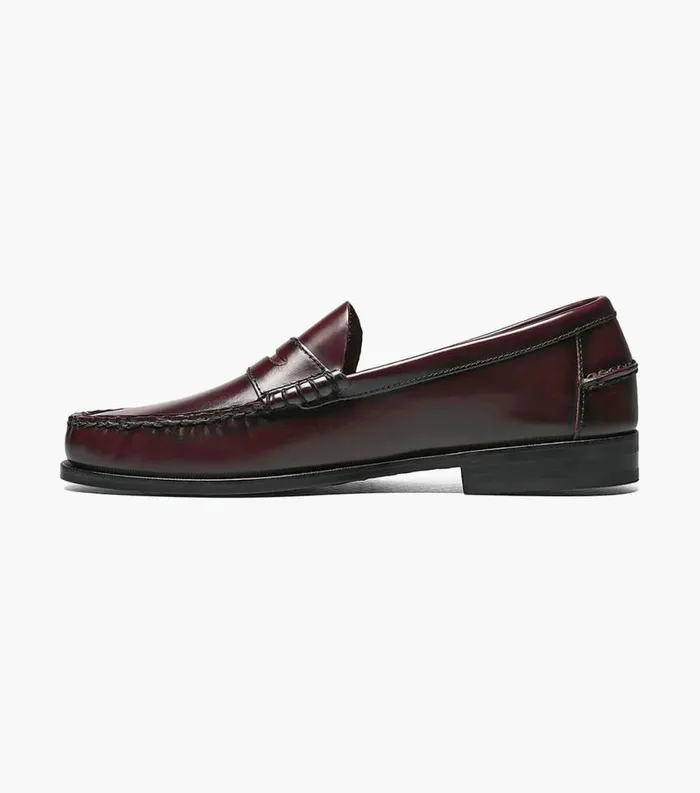 Men Berkley Moc Toe Penny Loafer Burgundy Florsheim Dress Shoes