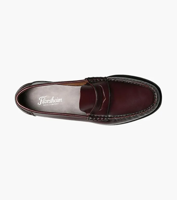 Men Berkley Moc Toe Penny Loafer Burgundy Florsheim Dress Shoes