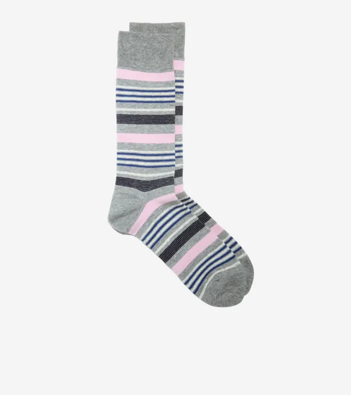 Men Birdseye Stripe Dress Crew Socks Medium Gray Heather Cole Haan Socks