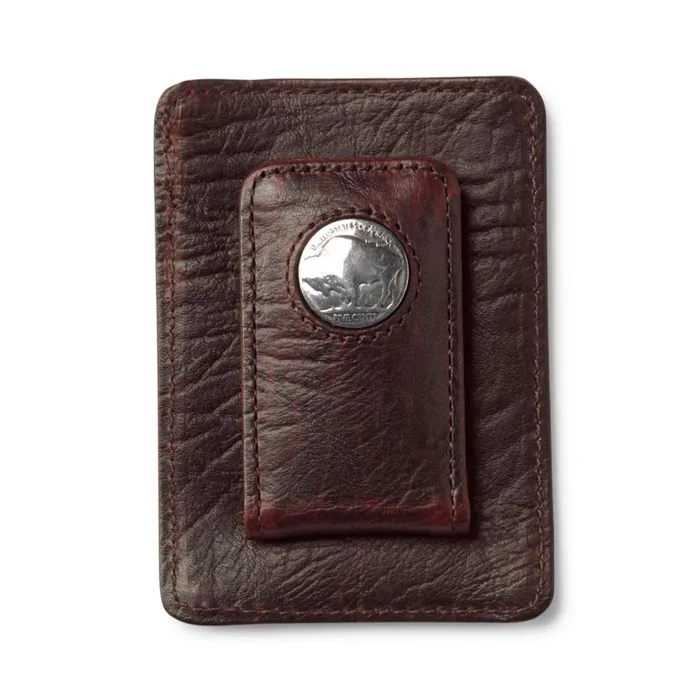 Men Bison BuffaloNickel Money Clip Brown Orvis Wallets