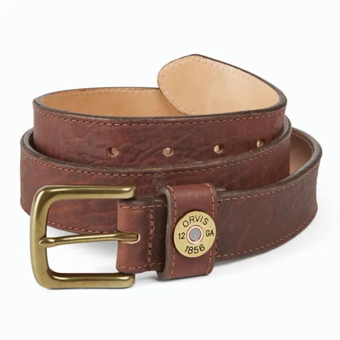 Men Bison Leather Shotshell Belt Brown Orvis Belts