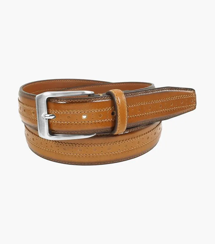 Men Boselli Center Brogue Belt Cognac Florsheim Belts and Suspenders