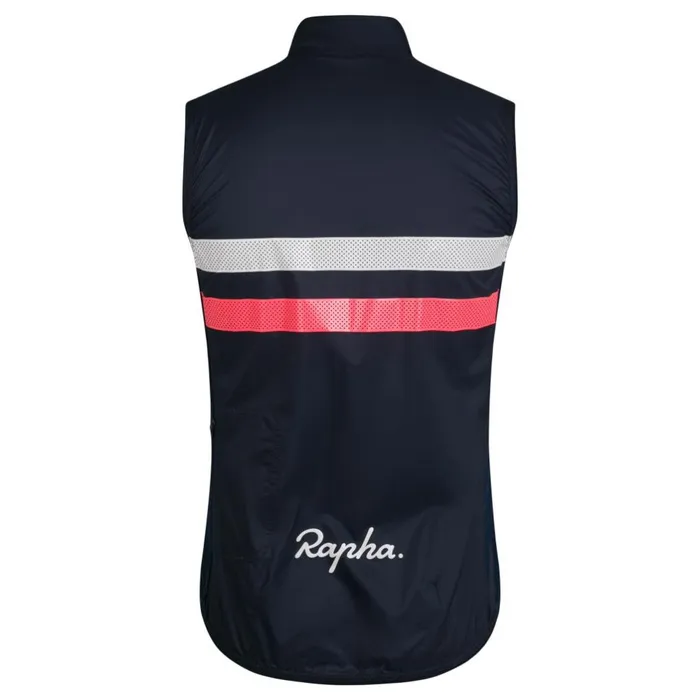 Men Brevet Gilet Dark Navyhivis Pink Rapha Jackets and Vests