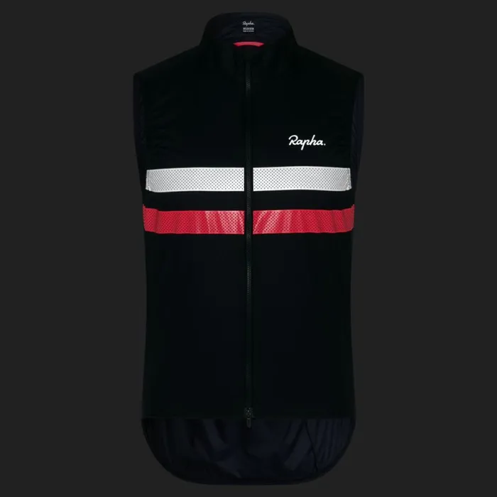 Men Brevet Gilet Dark Navyhivis Pink Rapha Jackets and Vests
