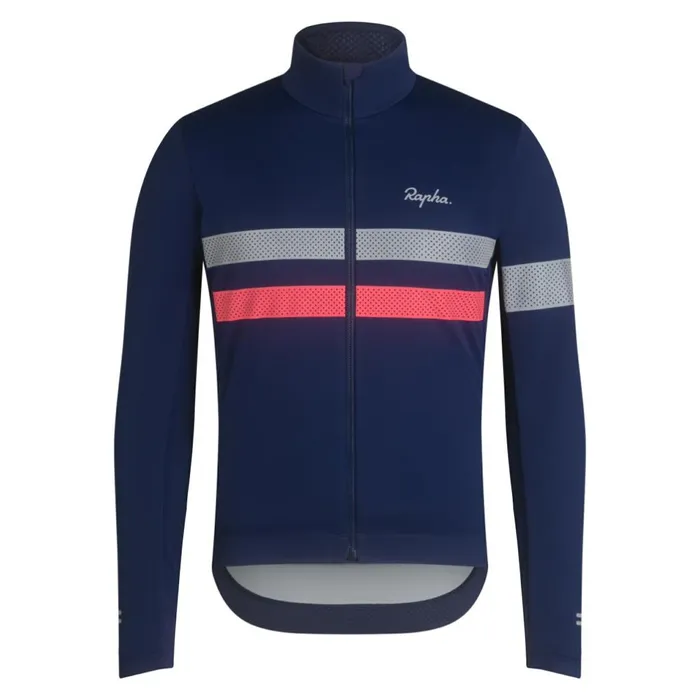 Men Brevet Long Sleeve Windstopper Jersey Navyhivis Pinktansilver Reflectivegrey Bluemushroom Rapha Jerseys Men Brevet Long Sleeve Windstopper Jersey Navyhivis Pinktansilver Reflectivegrey Bluemushroom Rapha Jerseys