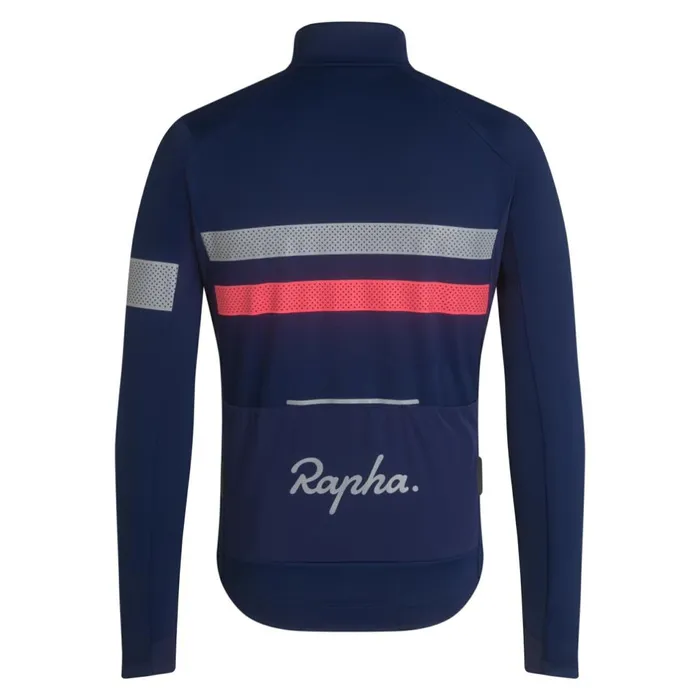 Men Brevet Long Sleeve Windstopper Jersey Navyhivis Pinktansilver Reflectivegrey Bluemushroom Rapha Jerseys