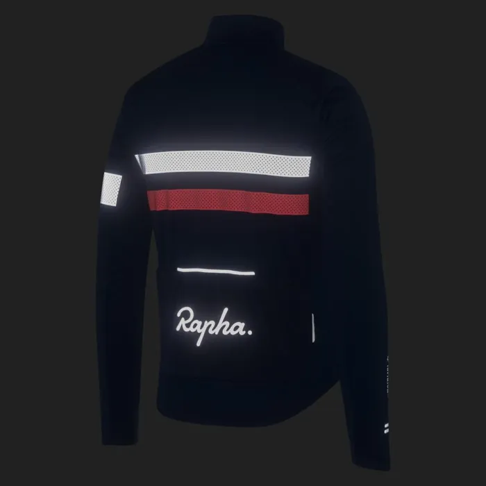 Men Brevet Long Sleeve Windstopper Jersey Navyhivis Pinktansilver Reflectivegrey Bluemushroom Rapha Jerseys