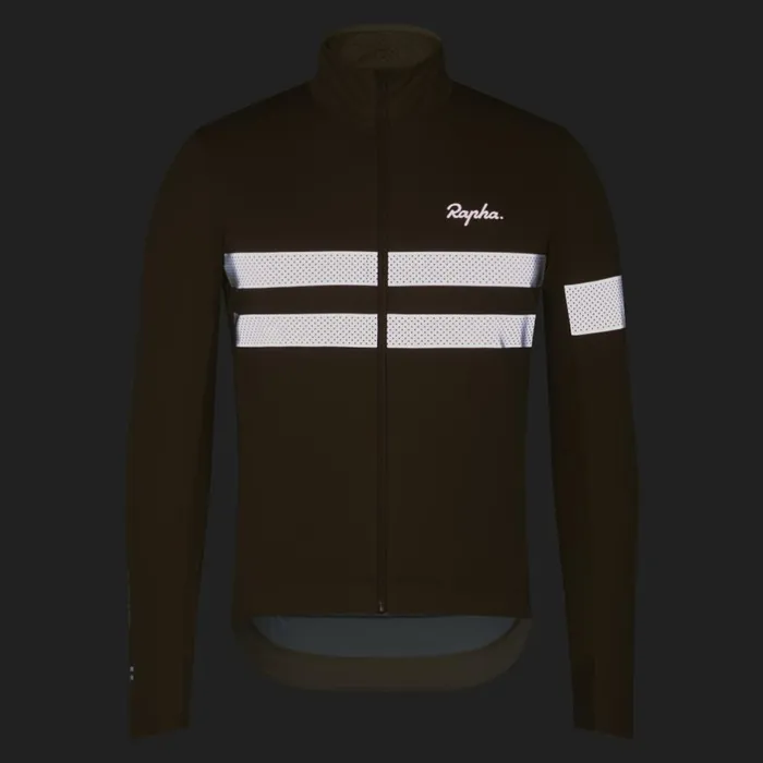 Men Brevet Long Sleeve Windstopper Jersey Navyhivis Pinktansilver Reflectivegrey Bluemushroom Rapha Jerseys