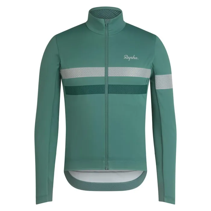 Men Brevet Long Sleeve Windstopper Jersey Navyhivis Pinktansilver Reflectivegrey Bluemushroom Rapha Jerseys