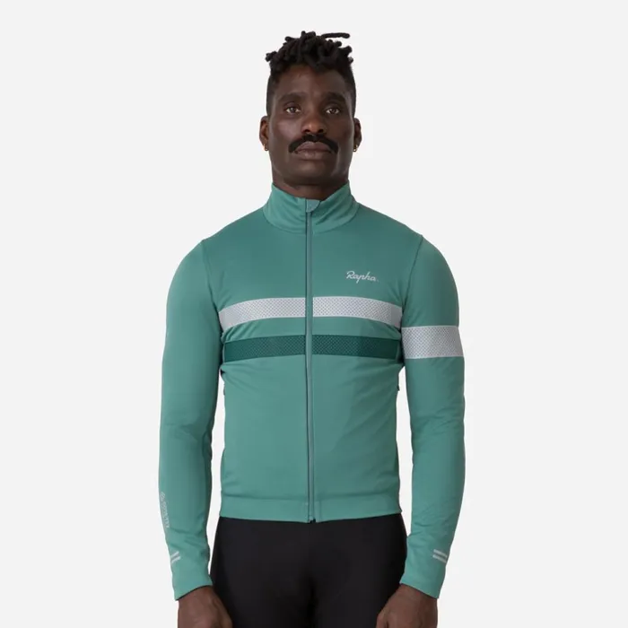 Men Brevet Long Sleeve Windstopper Jersey Navyhivis Pinktansilver Reflectivegrey Bluemushroom Rapha Jerseys